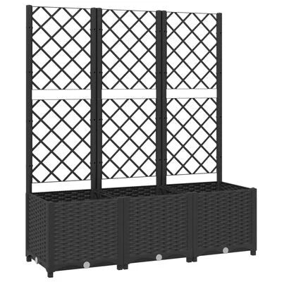 Garden Planter with Trellis Black 120x40x136 cm PP
