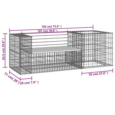 Garden Bench with Gabion Basket Solid Wood Pine