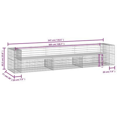 Garden Bench Gabion Design 347x71x65.5 cm Solid Wood Douglas