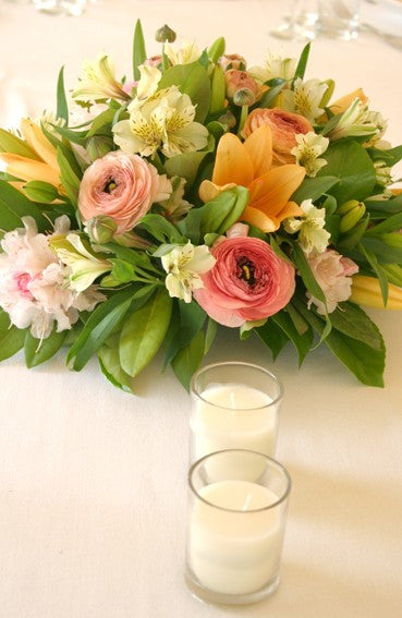 10 White Wax Clear Glass Holder Votive Candle - Wedding Event Centrepiece Table Decoration