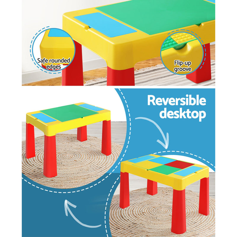 Keezi 3PCS Kids Table and Chairs Set Activity Toys Storage Box Desk Blocks