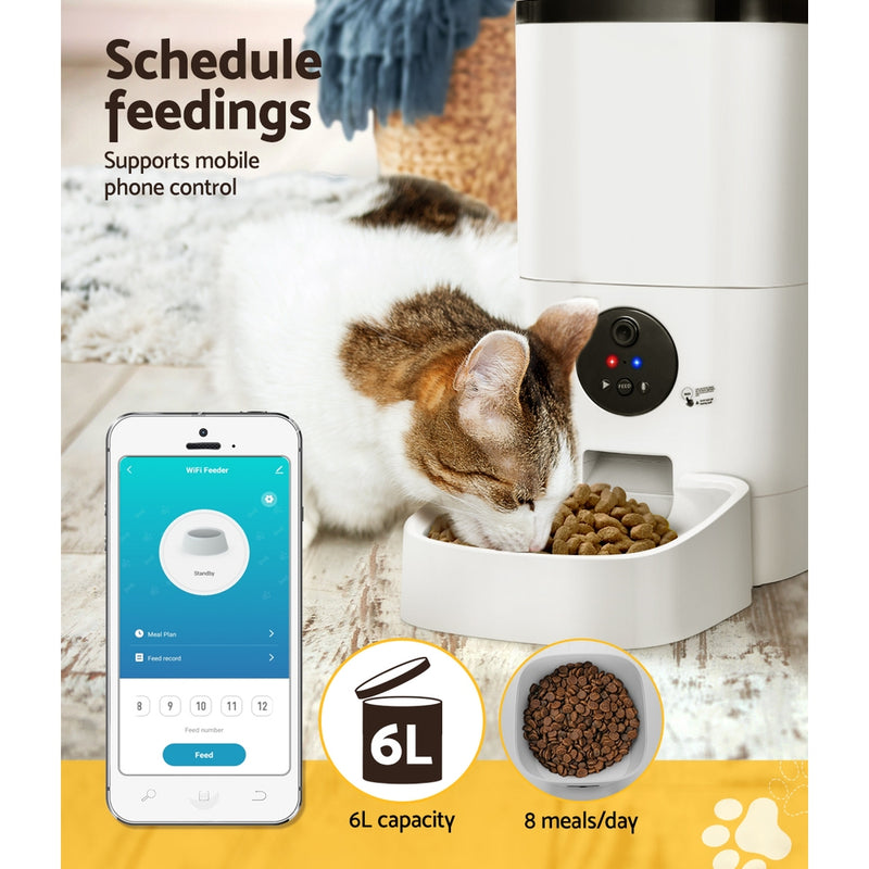 i.Pet Automatic Pet Feeder 6L Wifi Camera Dog Cat Smart Food Dispenser Timer