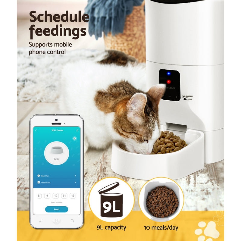 i.Pet Automatic Pet Feeder 9L Wifi Auto Dog Cat Feeder Smart Food Dispenser Timer