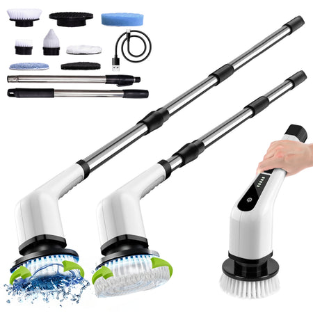 GOMINIMO Cordless Electric Spin Scrubber with 7 Replaceable Brush Heads (White)