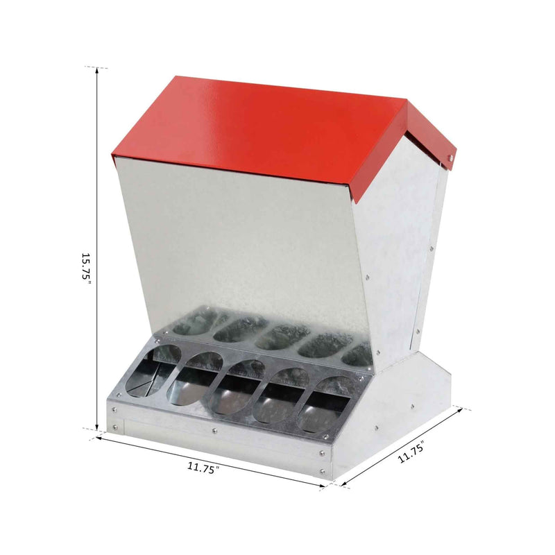 10kg Automatic Chook Chicken Feeder Poultry Auto Trough Galvanised Metal Feeders