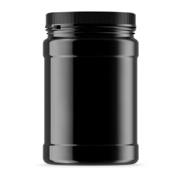 32x 2.5L Wide Mouth Plastic Jars and Lids Black - Empty Protein and Powder Tubs