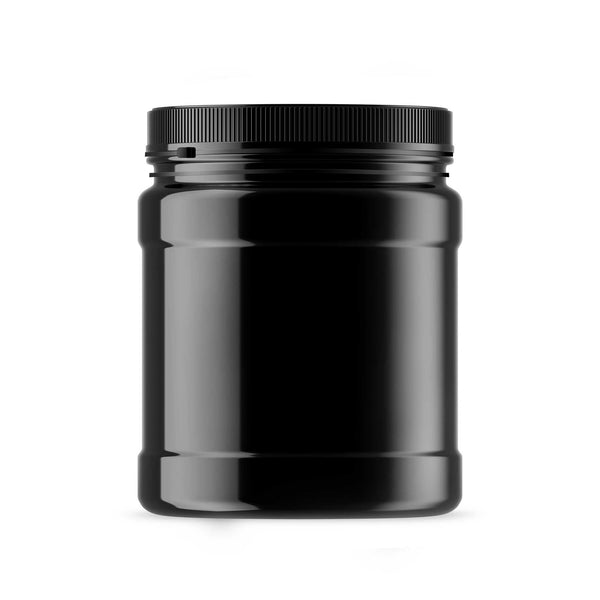 10x 1.5L Wide Mouth Plastic Jars and Lids Black - Empty Protein and Powder Tubs
