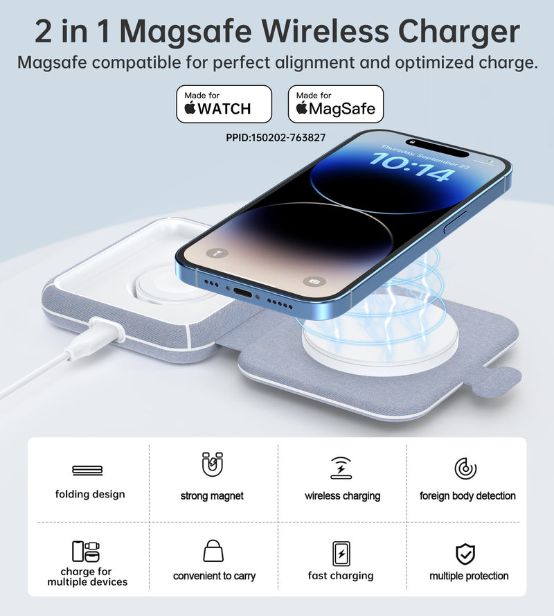 CHOETECH T323 2-in-1 Magsafe&MFI Wireless Charger