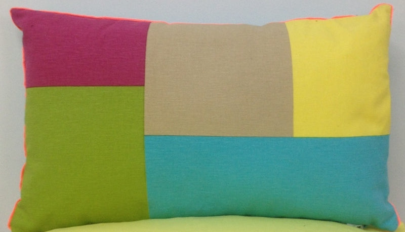 Pack of 4 Geo Turquoise Block Design 30x50cm Cushion Cover