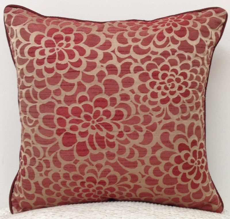 Pack of 4 Flower Marone Petal Design Square Cushion Covers Maroon