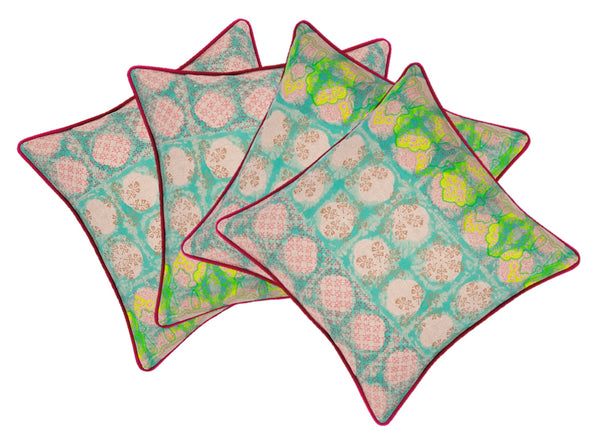 Pack of 4 Avia Fuchsia Cushion Covers Multicoloured Coloured