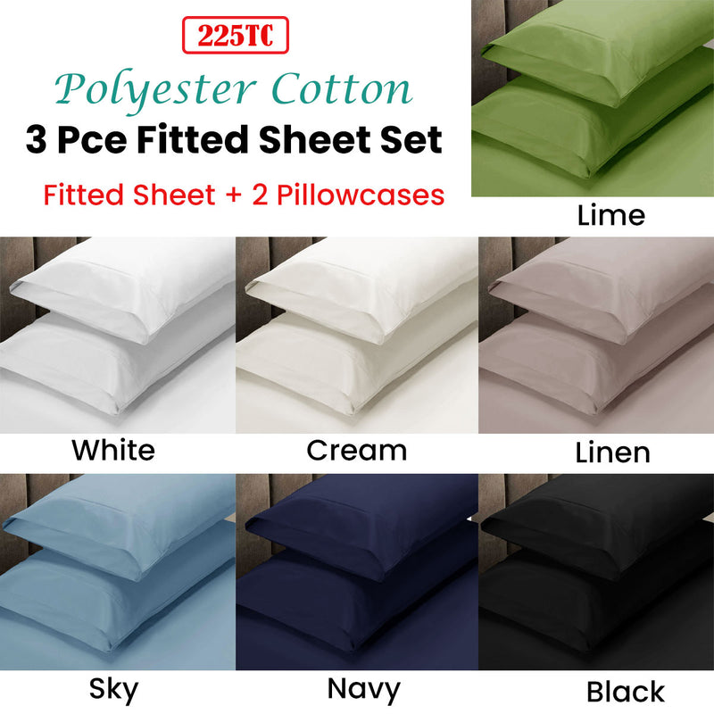 Apartmento 225TC Fitted Sheet Set King Cream plus 2 Pillowcases