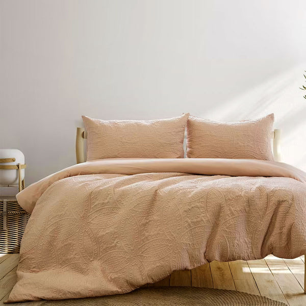 Ardor Chateau Cinnamon Embossed Quilt Cover Set Queen