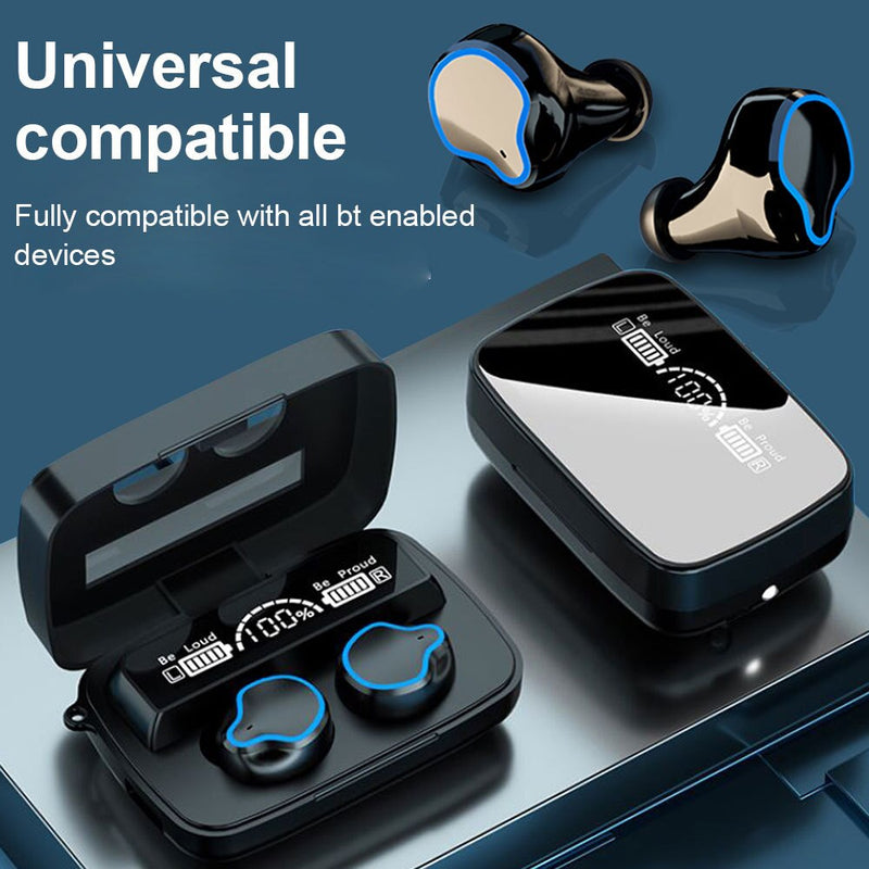 Wireless Earphones Mirror Power Display Touch Control HiFi Earbuds Bluetooth 5.1 With Mic