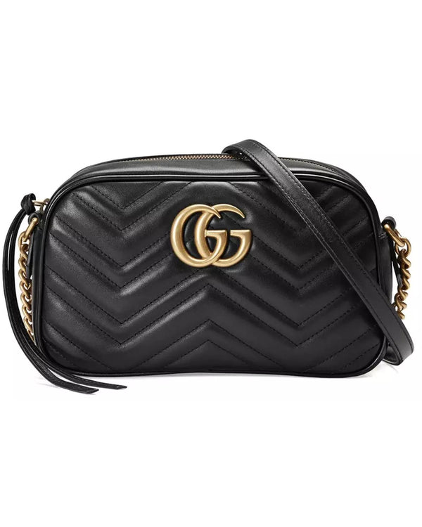 GG Marmont Quilted Leather Shoulder Bag with Chain Strap and Top Zipper Closure One Size Women