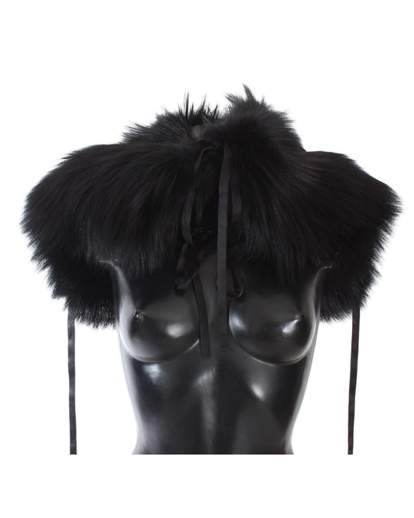 Dolce &amp; Gabbana Black Fox Fur Shoulder Wrap M Women