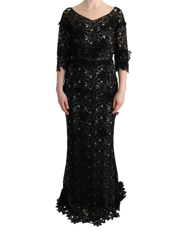 Gorgeous Dolce &amp; Gabbana Full Length Maxi Shift Dress with Floral Applique Ricamo 38 IT Women