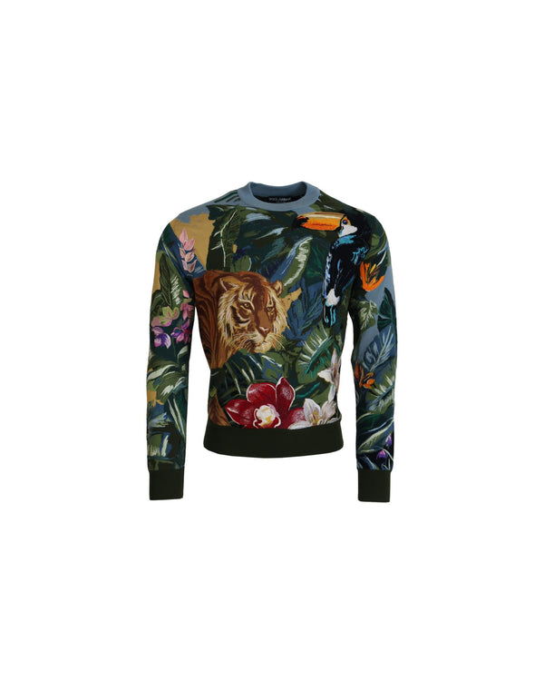 Dolce &amp; Gabbana Pullover Sweater with Jungle Embroidery 46 IT Men